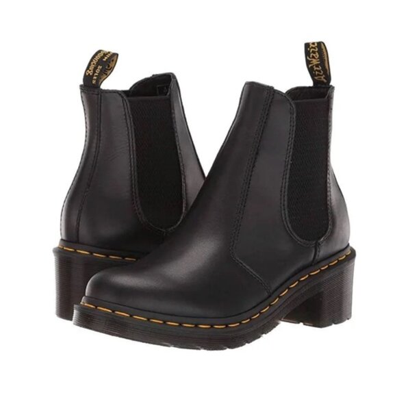 Dr. Martens Cadence Chelsea Heel Boot Black Tan Booties Leather Stretch PullOn 6 - Picture 16 of 16